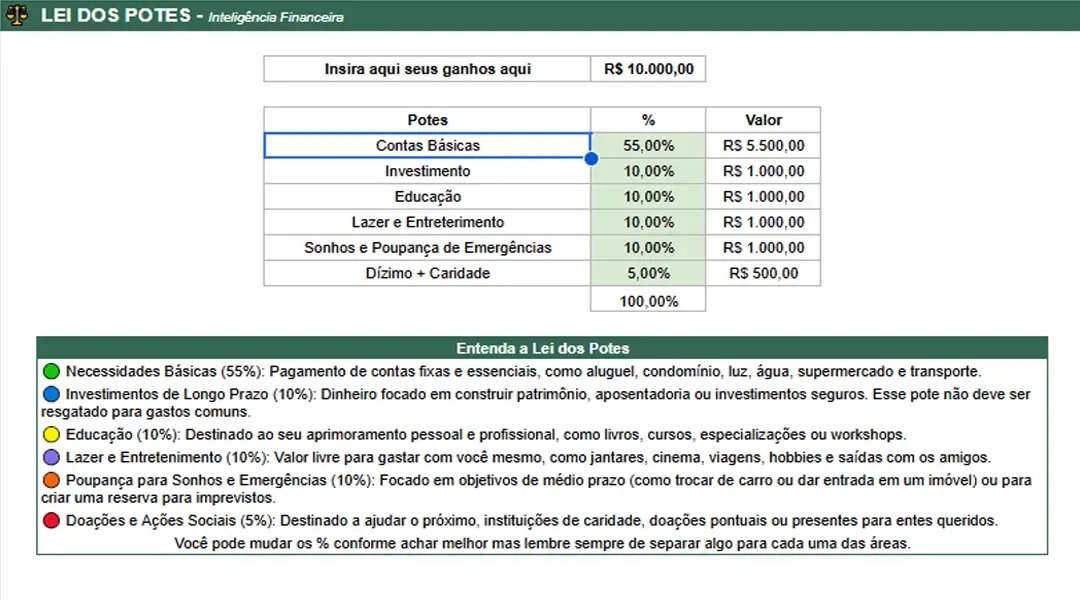 Print da planilha, tela 4